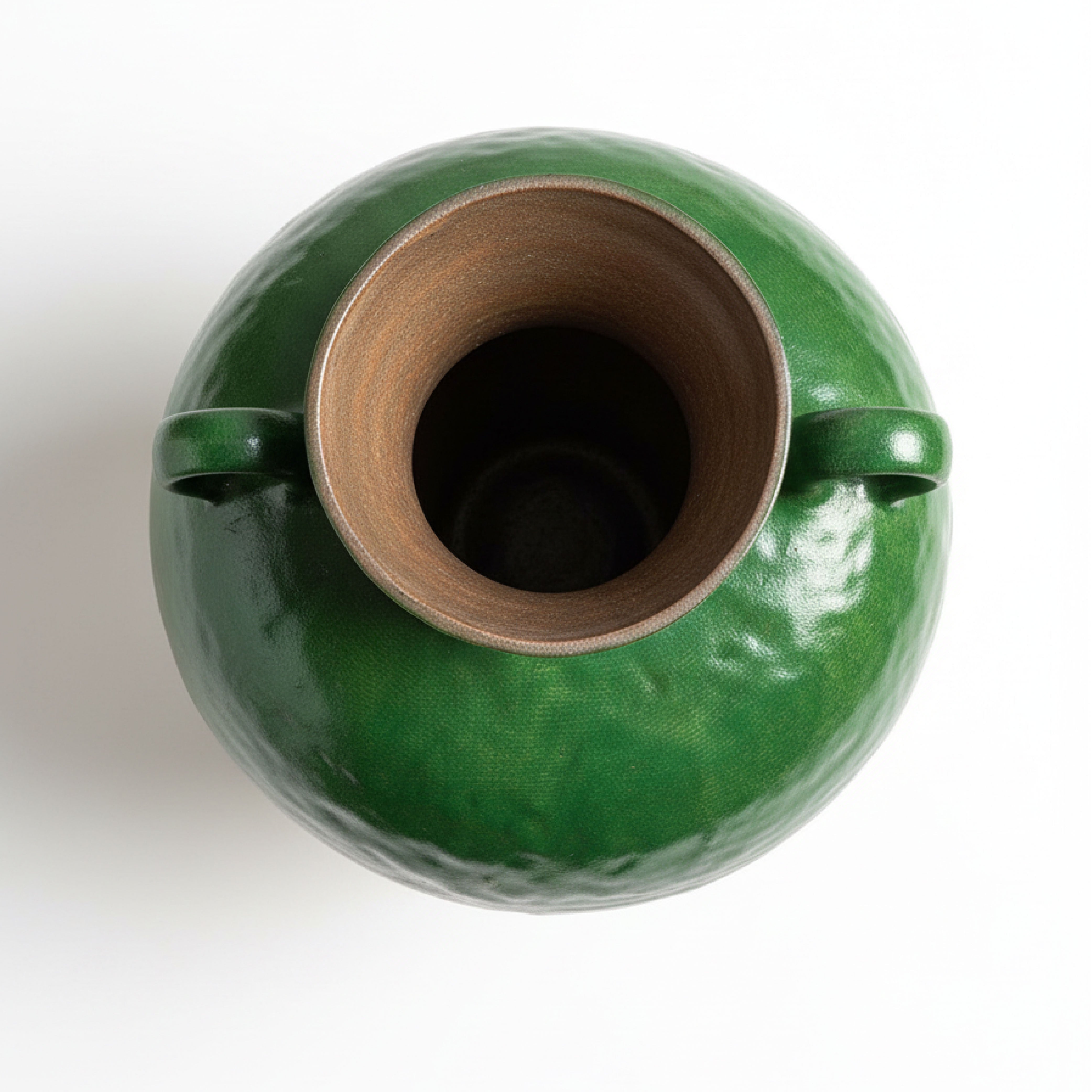 Rustic Emerald Green Ceramic Urn Vase – Vintage-Inspired Twin-Handle Pottery