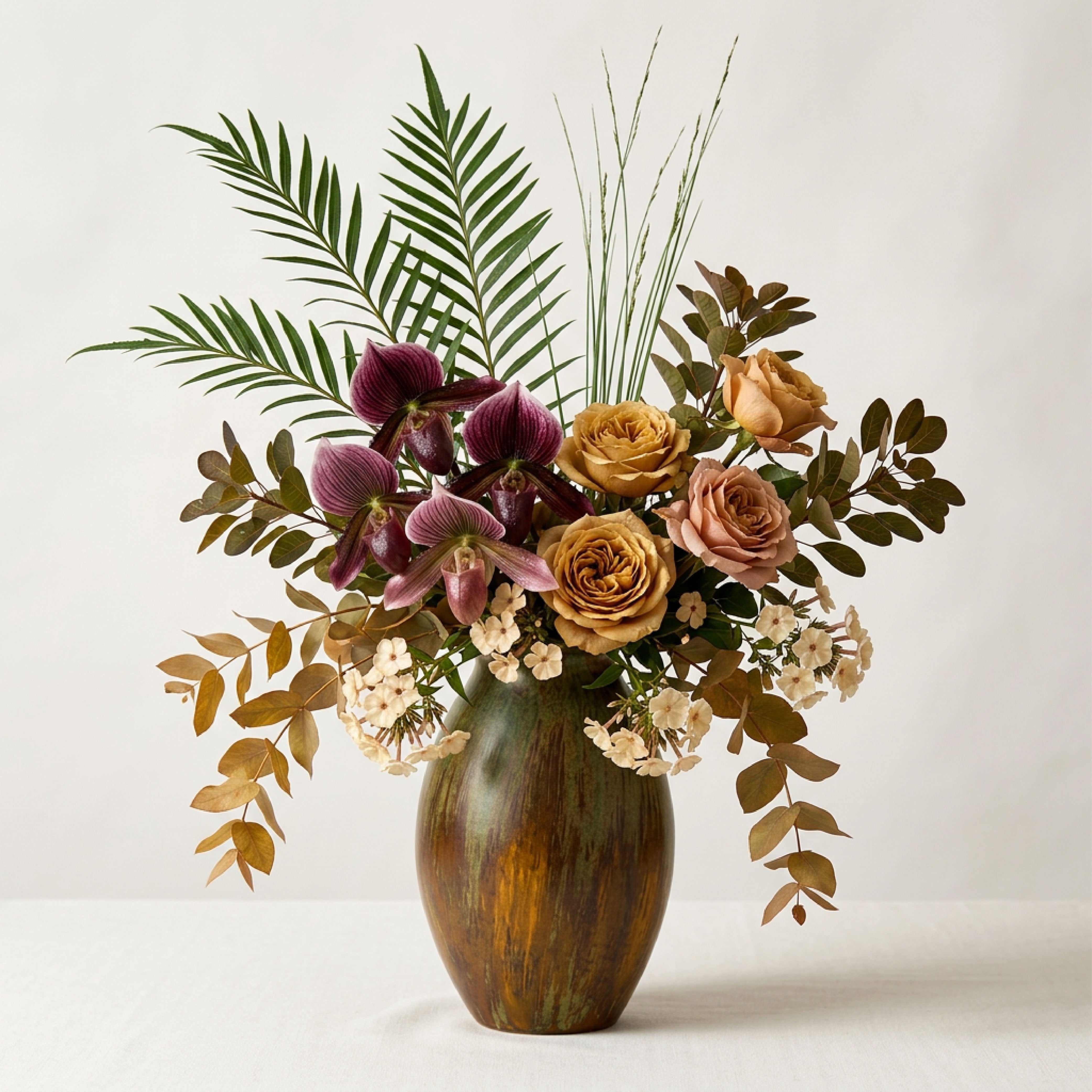 "Earth & Ember" Hand-Glazed Ceramic Vase – Ruffled Rim Ovoid Vessel