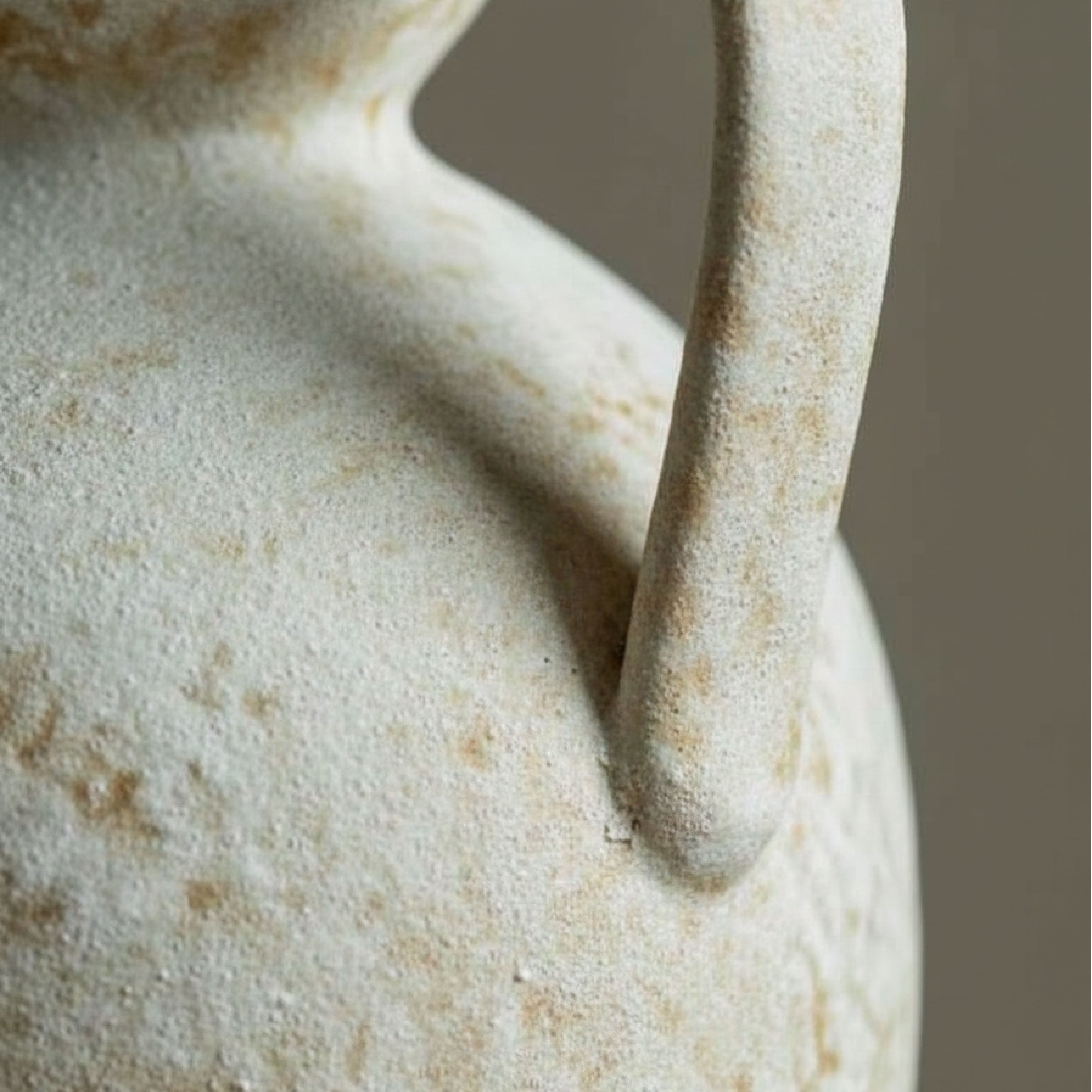 Handcrafted Wabi-Sabi Ceramic Jug Vase – Stone-Textured Single Handle Vessel in Earthy Oatmeal