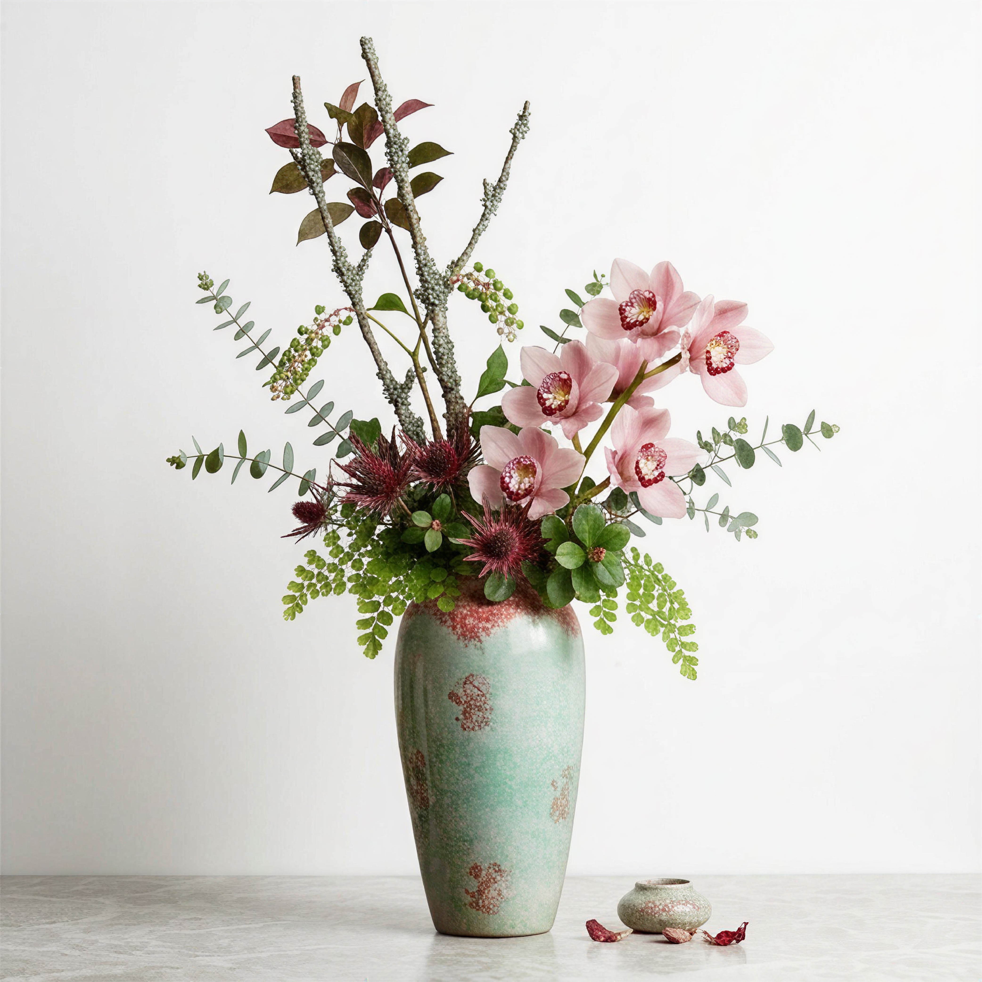 Handcrafted "Coral Reef" Textured Ceramic Vase – Frosted Mint Green & Rust Pink Pottery