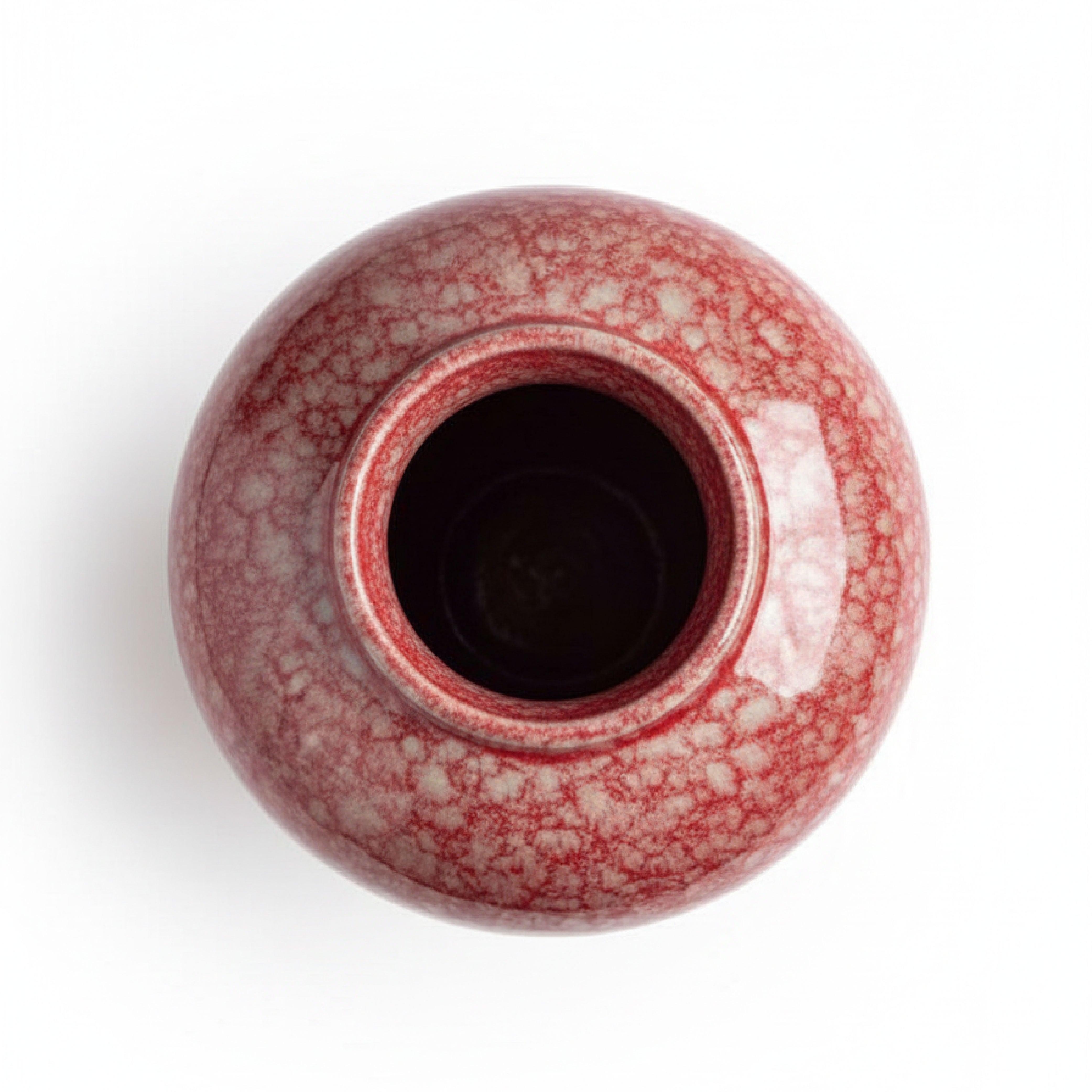 Handcrafted Crimson Mottled Glaze Ceramic Vase – Artistic Minimalist Table Centerpiece