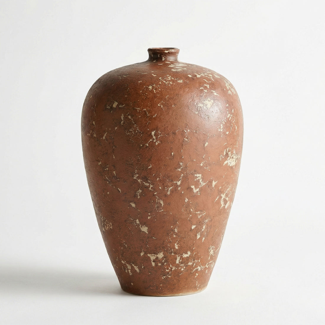 Textured Clay Vessel with Abstract Pale Speckling - Sculptural Modern Terracotta Vase
