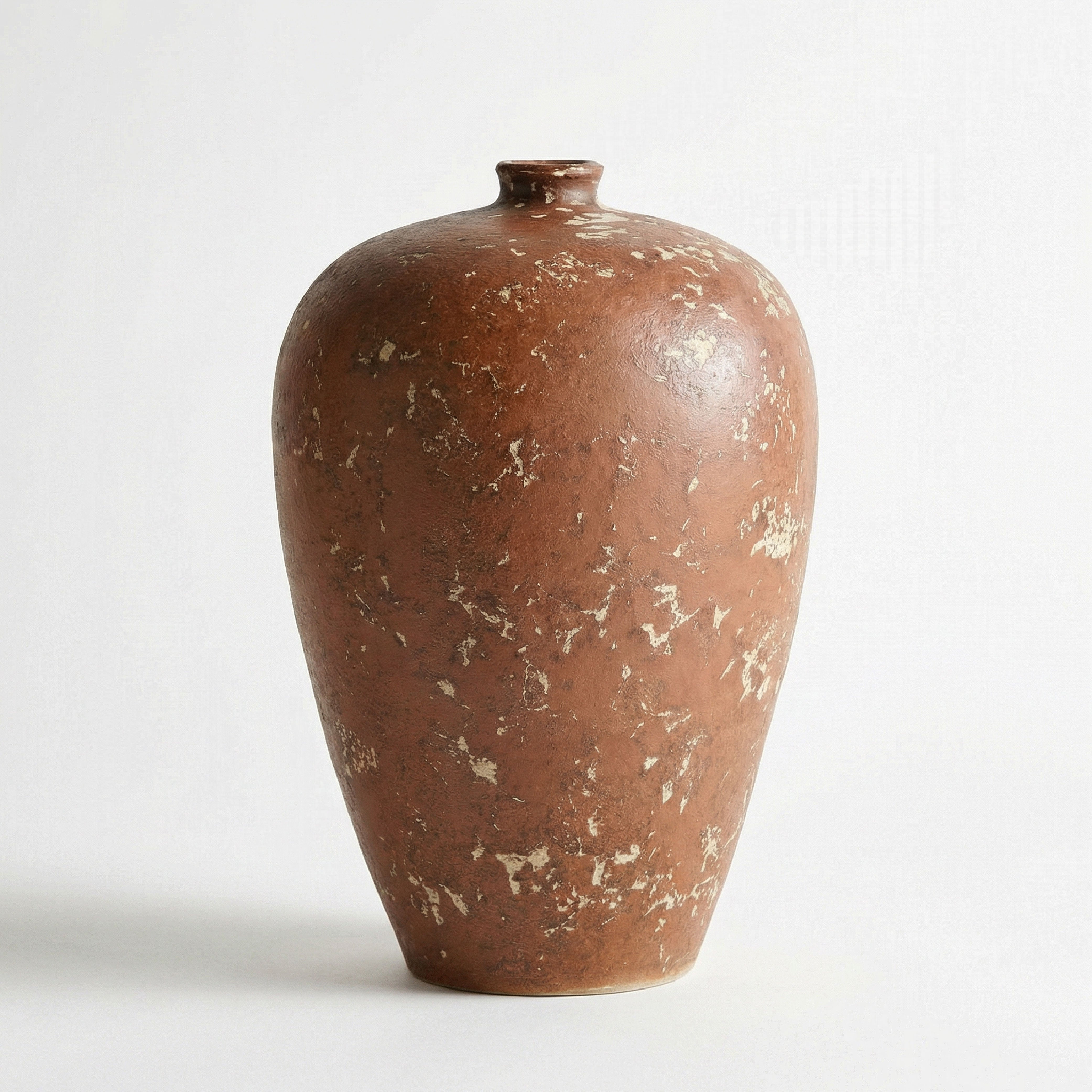 Textured Clay Vessel with Abstract Pale Speckling - Sculptural Modern Terracotta Vase