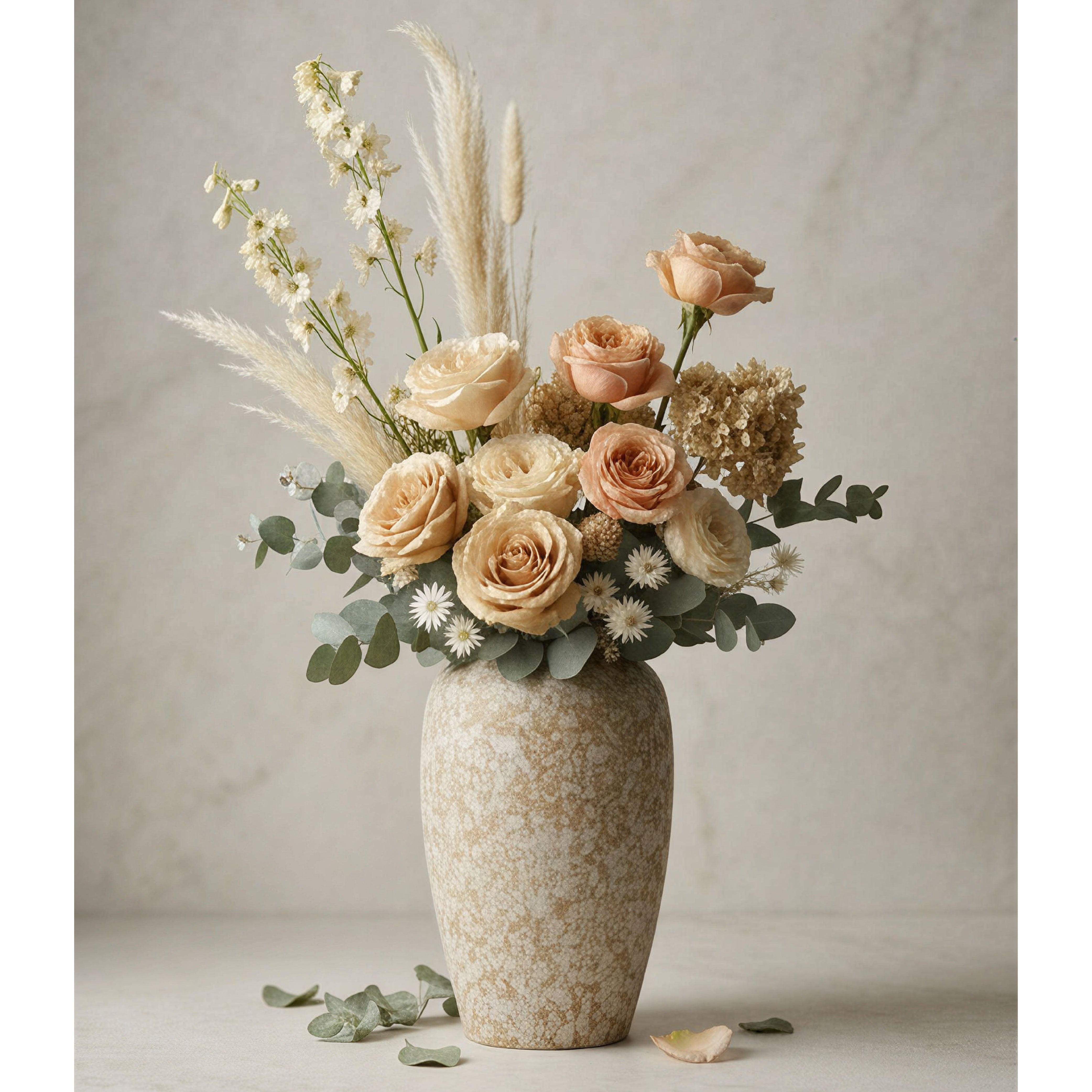 Modern Textured Mottled Ceramic Vase - Sand and White, Decorative Tabletop Accent