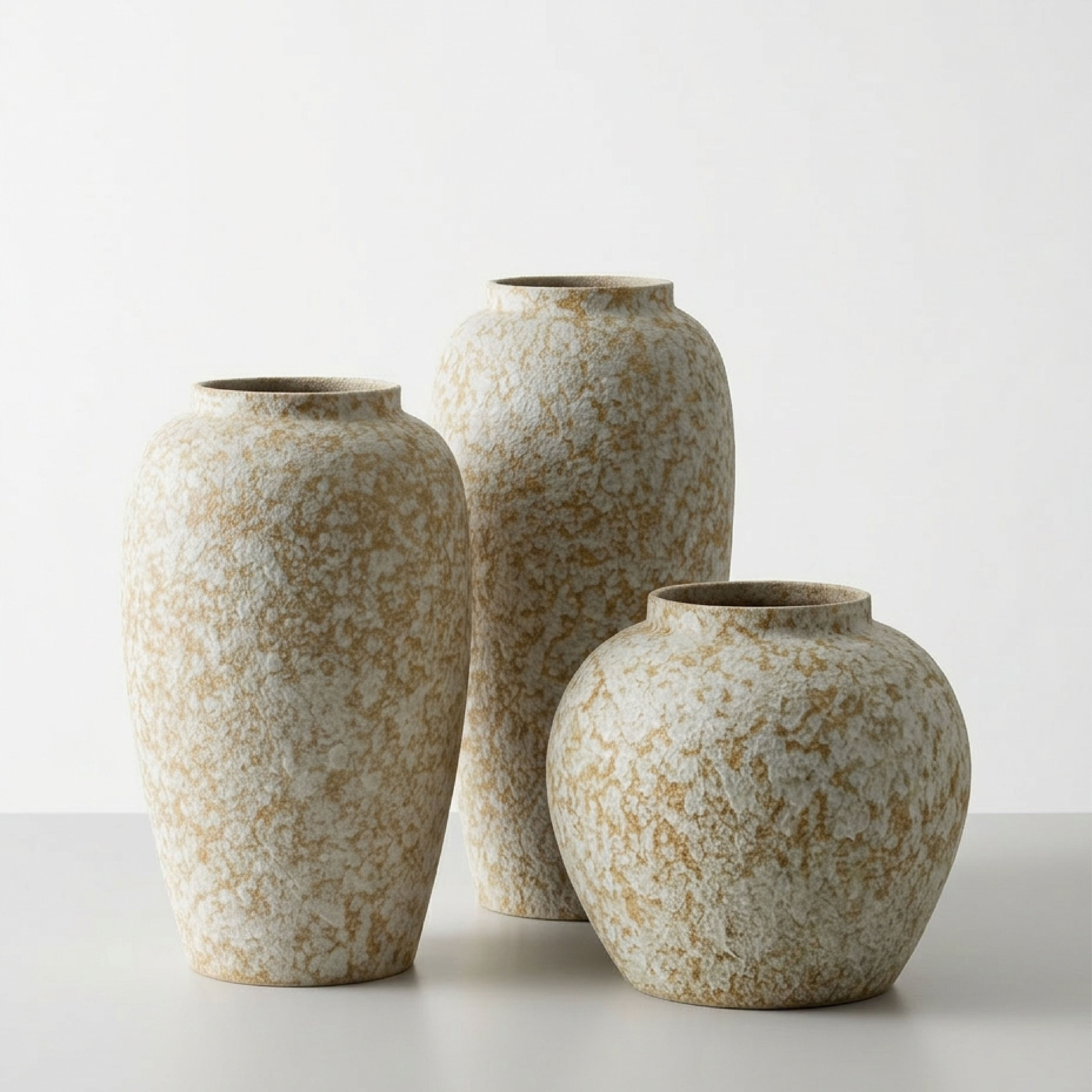 Modern Textured Mottled Ceramic Vase - Sand and White, Decorative Tabletop Accent