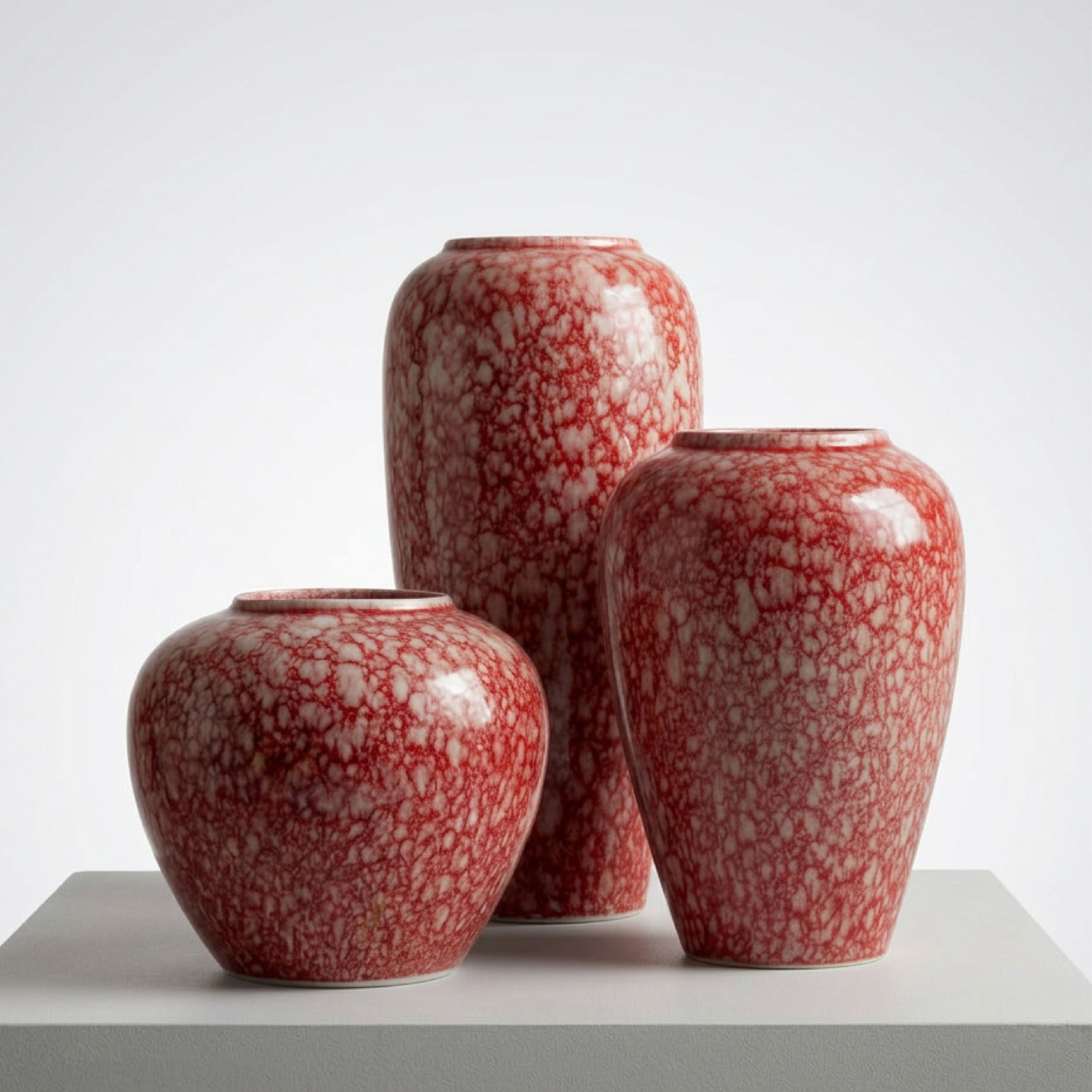 Handcrafted Crimson Mottled Glaze Ceramic Vase – Artistic Minimalist Table Centerpiece
