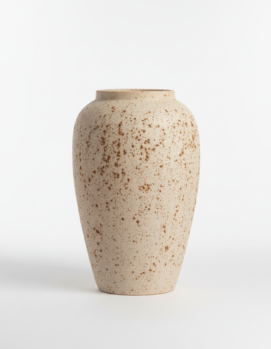 Hand-Finished Earthy Speckled Ceramic Vase – Rustic Mottled Stoneware for Organic Modern Decor