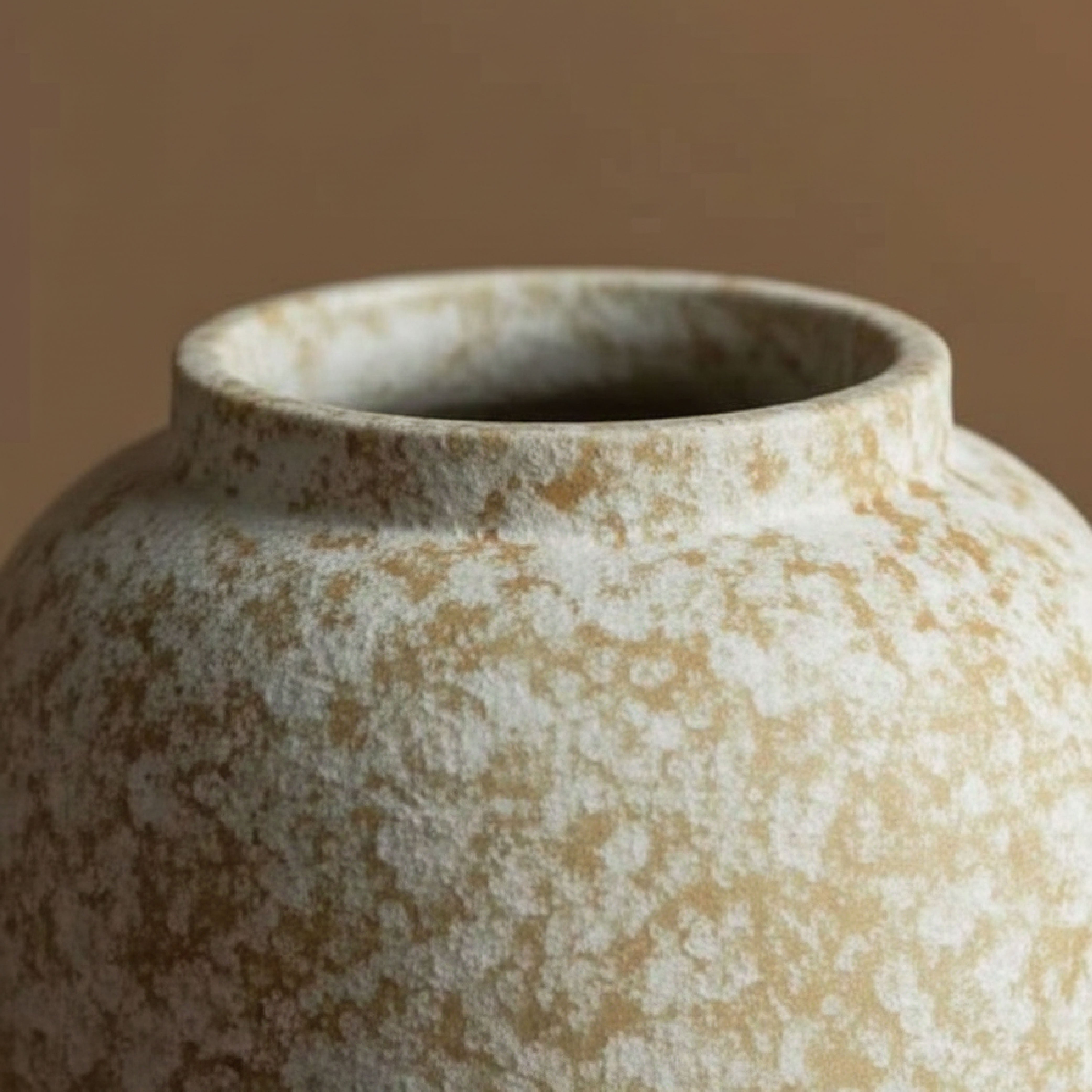 Modern Textured Mottled Ceramic Vase - Sand and White, Decorative Tabletop Accent