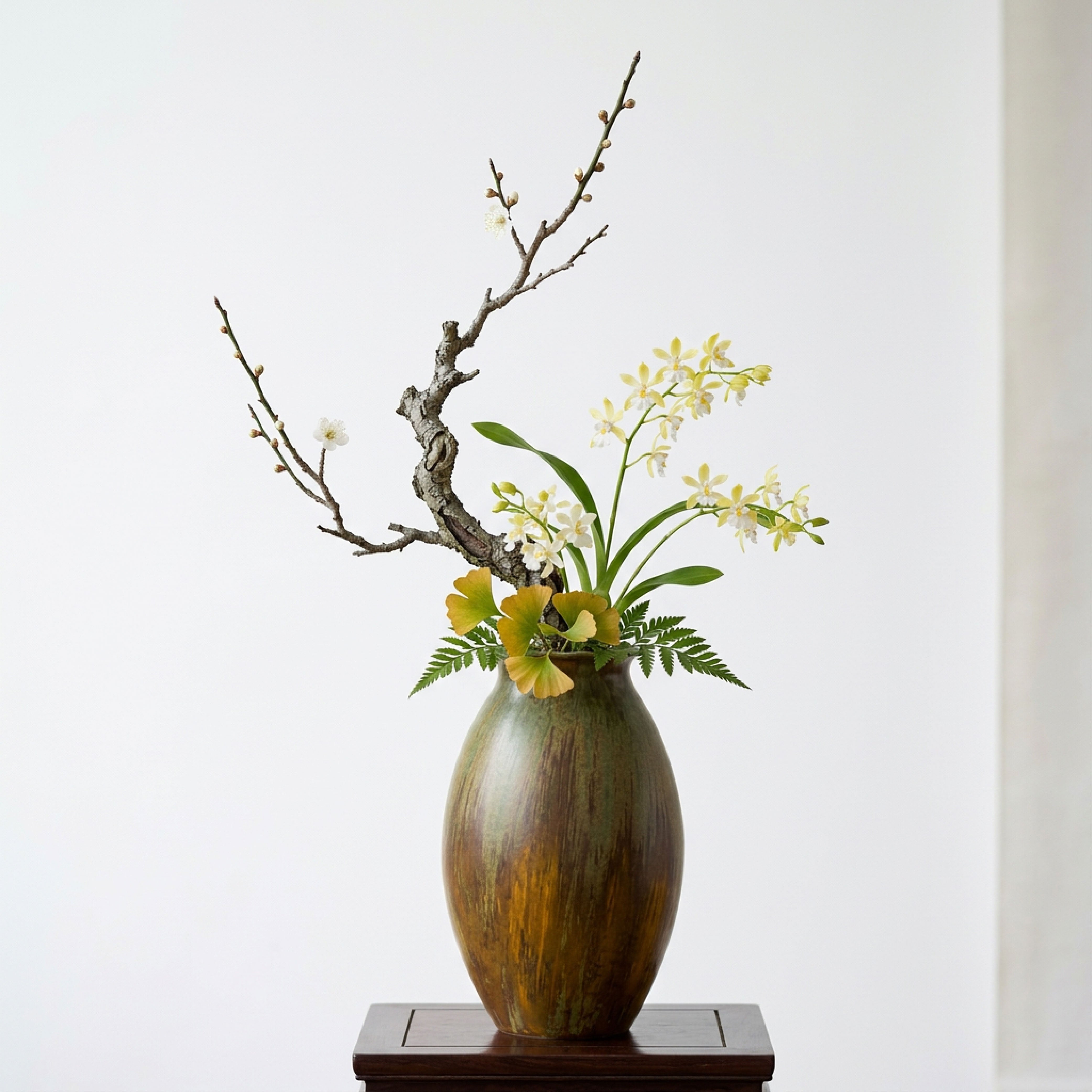 "Earth & Ember" Hand-Glazed Ceramic Vase – Ruffled Rim Ovoid Vessel