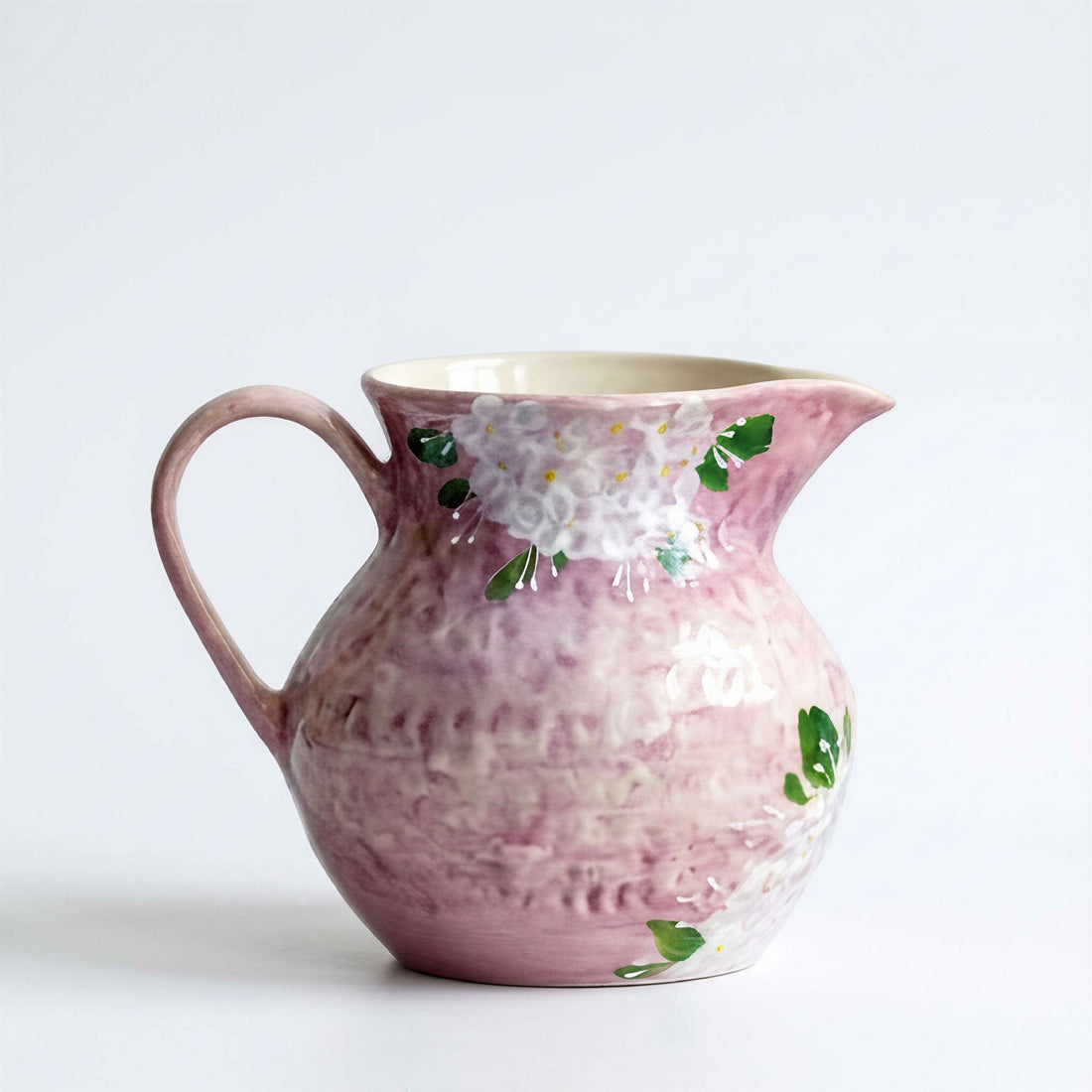 Hand-Painted "Spring Blossom" Ceramic Vase – Pastel Lavender & White Floral Jar