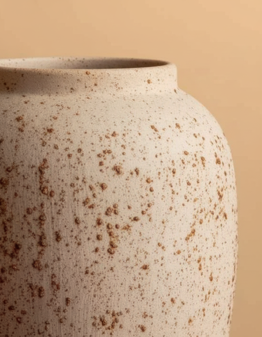 Hand-Finished Earthy Speckled Ceramic Vase – Rustic Mottled Stoneware for Organic Modern Decor