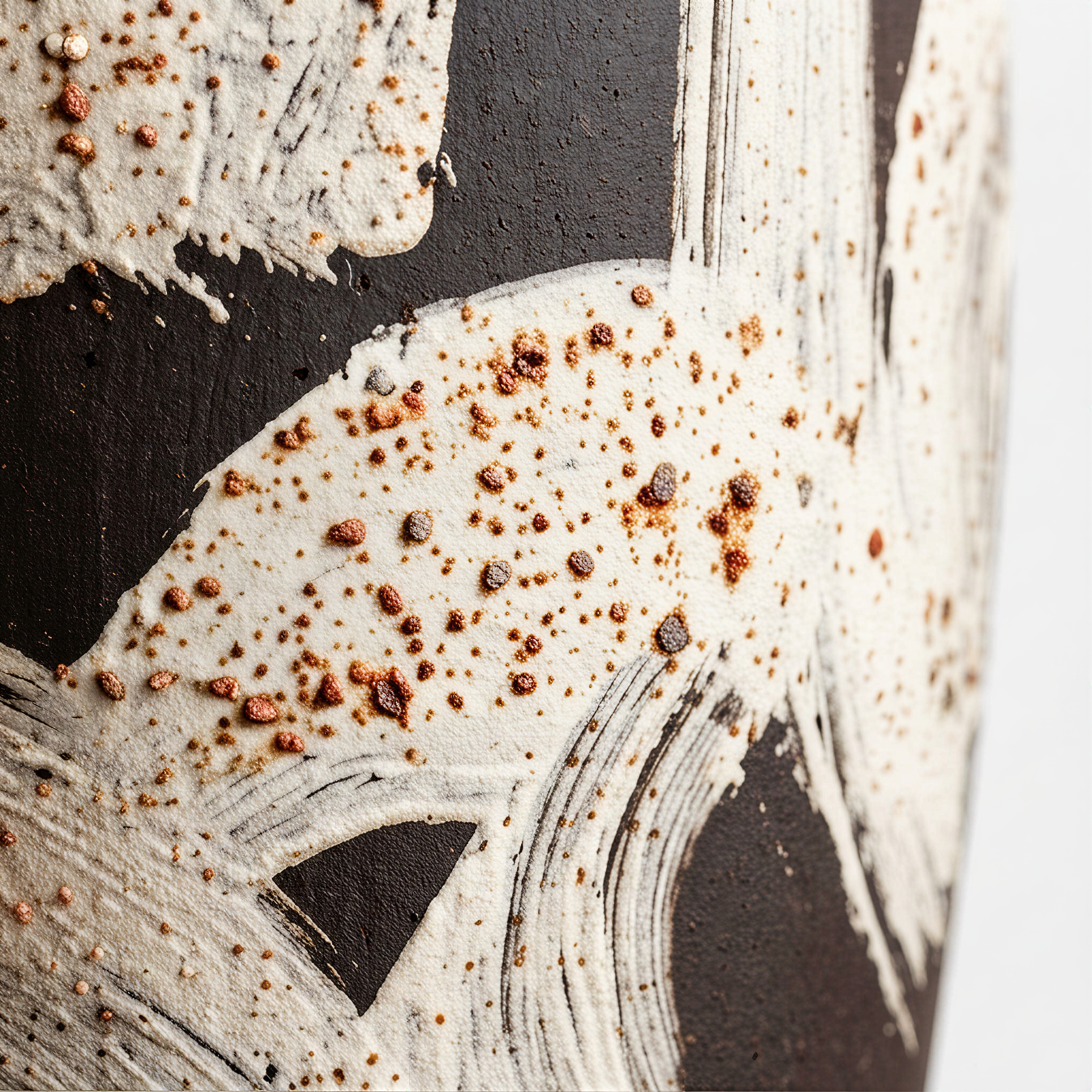 Modern Abstract Calligraphic Stoneware Vase - Black & White Artistic Vessel