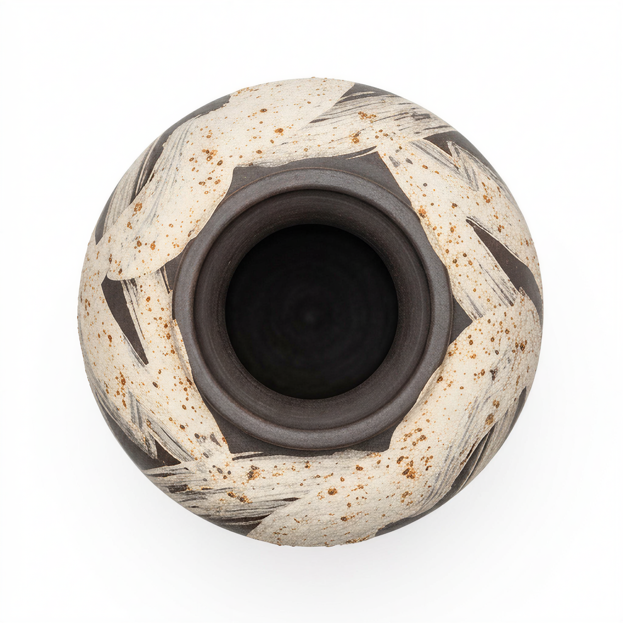 Modern Abstract Calligraphic Stoneware Vase - Black & White Artistic Vessel
