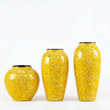 Vibrant "Lemon Confetti" Speckled Ceramic Vase – Bold Yellow Statement Pottery