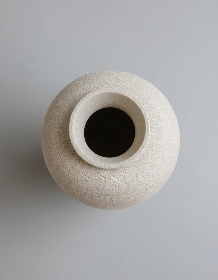 Off-White Textured Ceramic Flower Vase – Large Decorative Bud Vase for Modern Home Decor