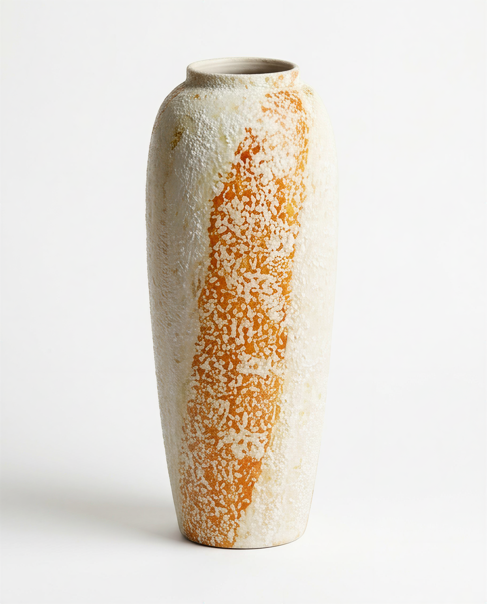 Artisanal Drip Glaze Moon Jar - Textured White & Terracotta Ceramic Vase