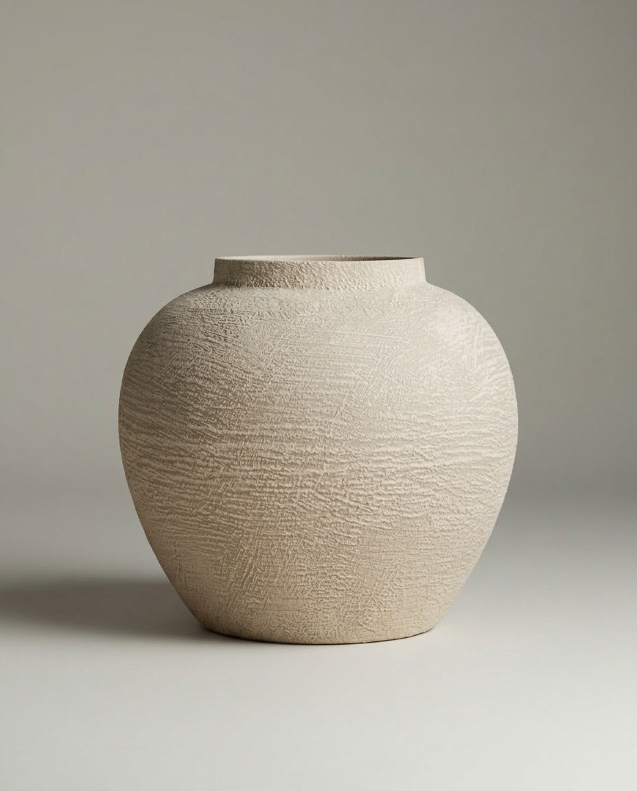 Off-White Textured Ceramic Flower Vase – Large Decorative Bud Vase for Modern Home Decor