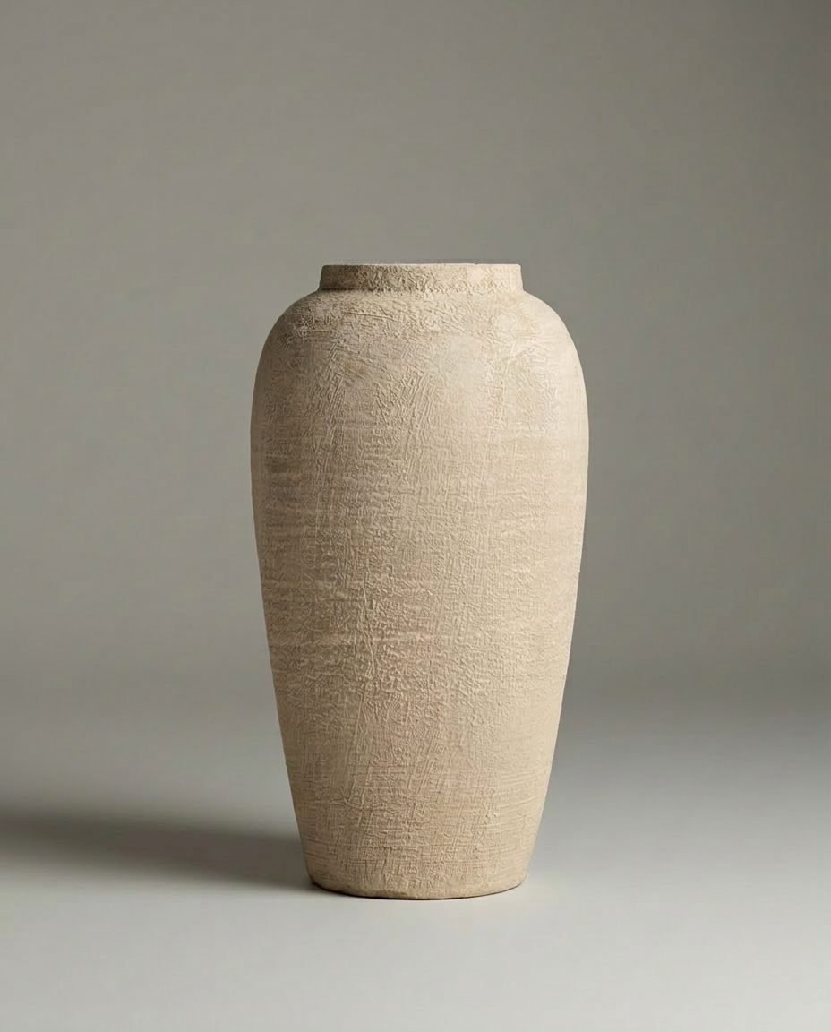 Off-White Textured Ceramic Flower Vase – Large Decorative Bud Vase for Modern Home Decor