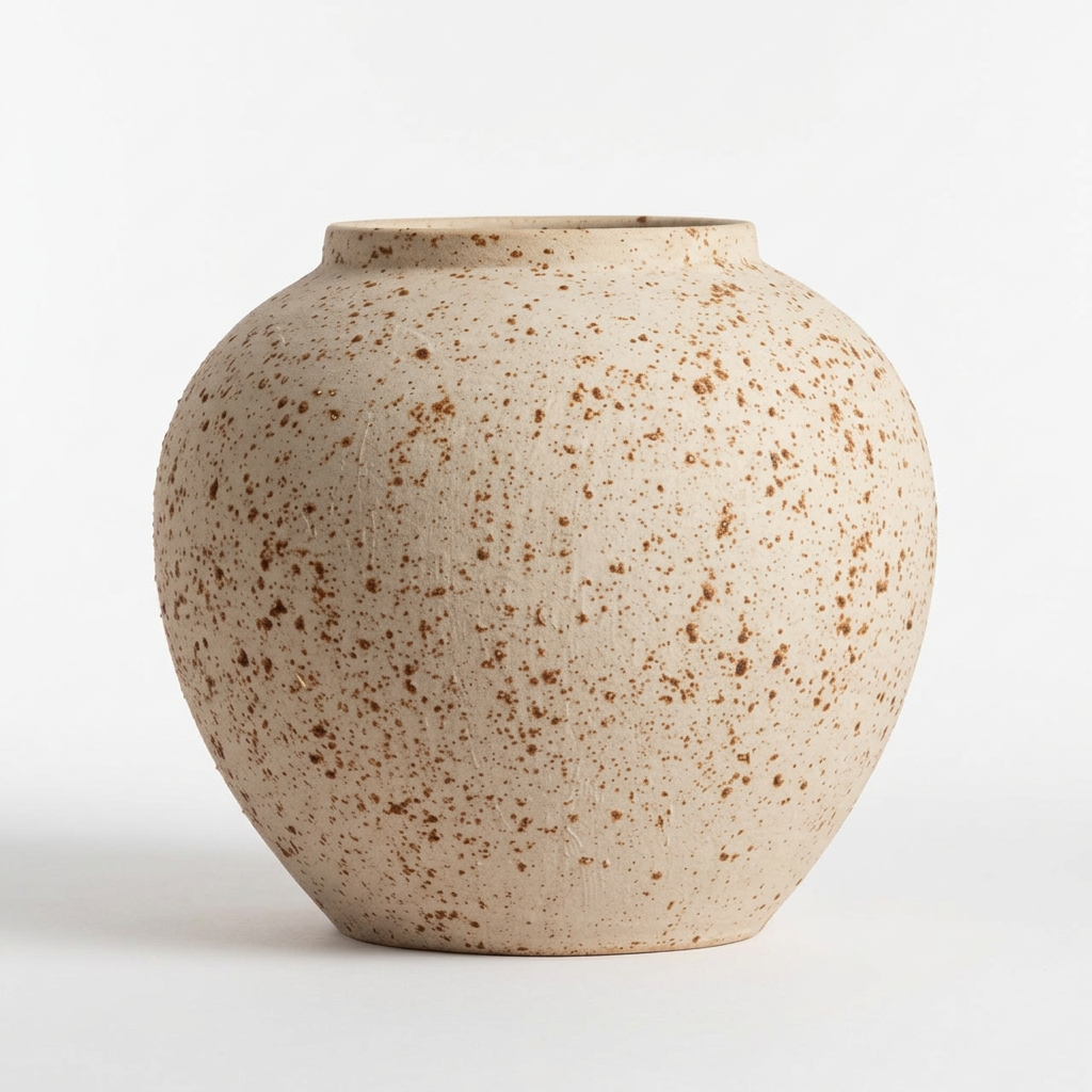 Hand-Finished Earthy Speckled Ceramic Vase – Rustic Mottled Stoneware for Organic Modern Decor