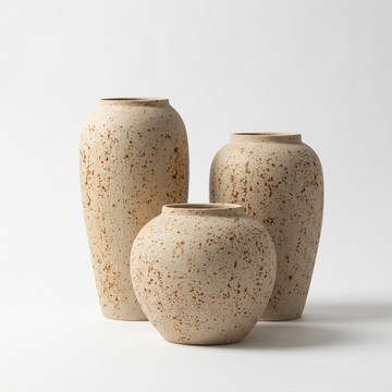 Hand-Finished Earthy Speckled Ceramic Vase – Rustic Mottled Stoneware for Organic Modern Decor