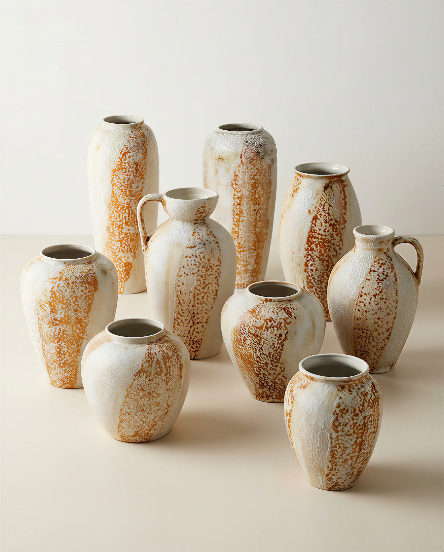 Artisanal Drip Glaze Moon Jar - Textured White & Terracotta Ceramic Vase