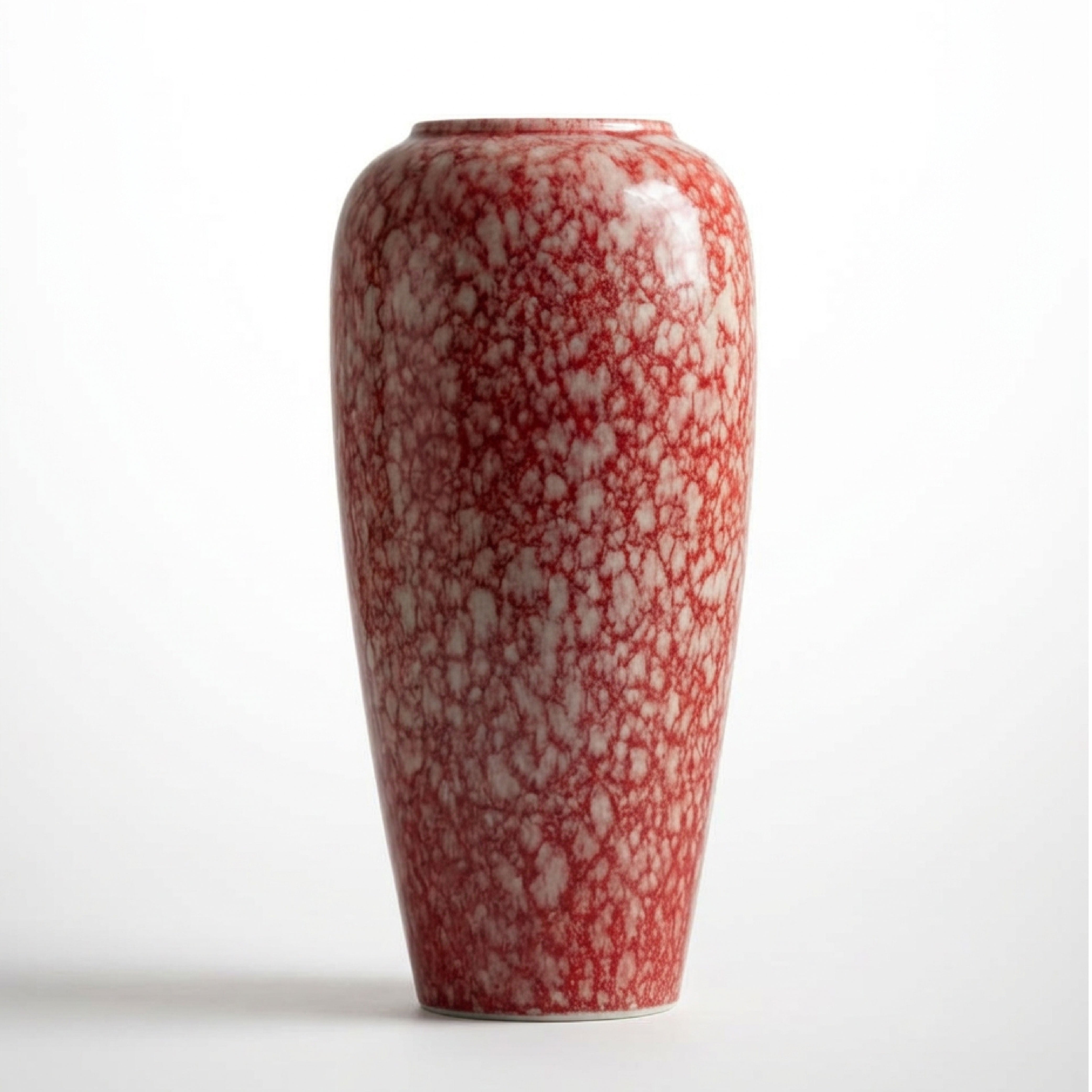 Handcrafted Crimson Mottled Glaze Ceramic Vase – Artistic Minimalist Table Centerpiece