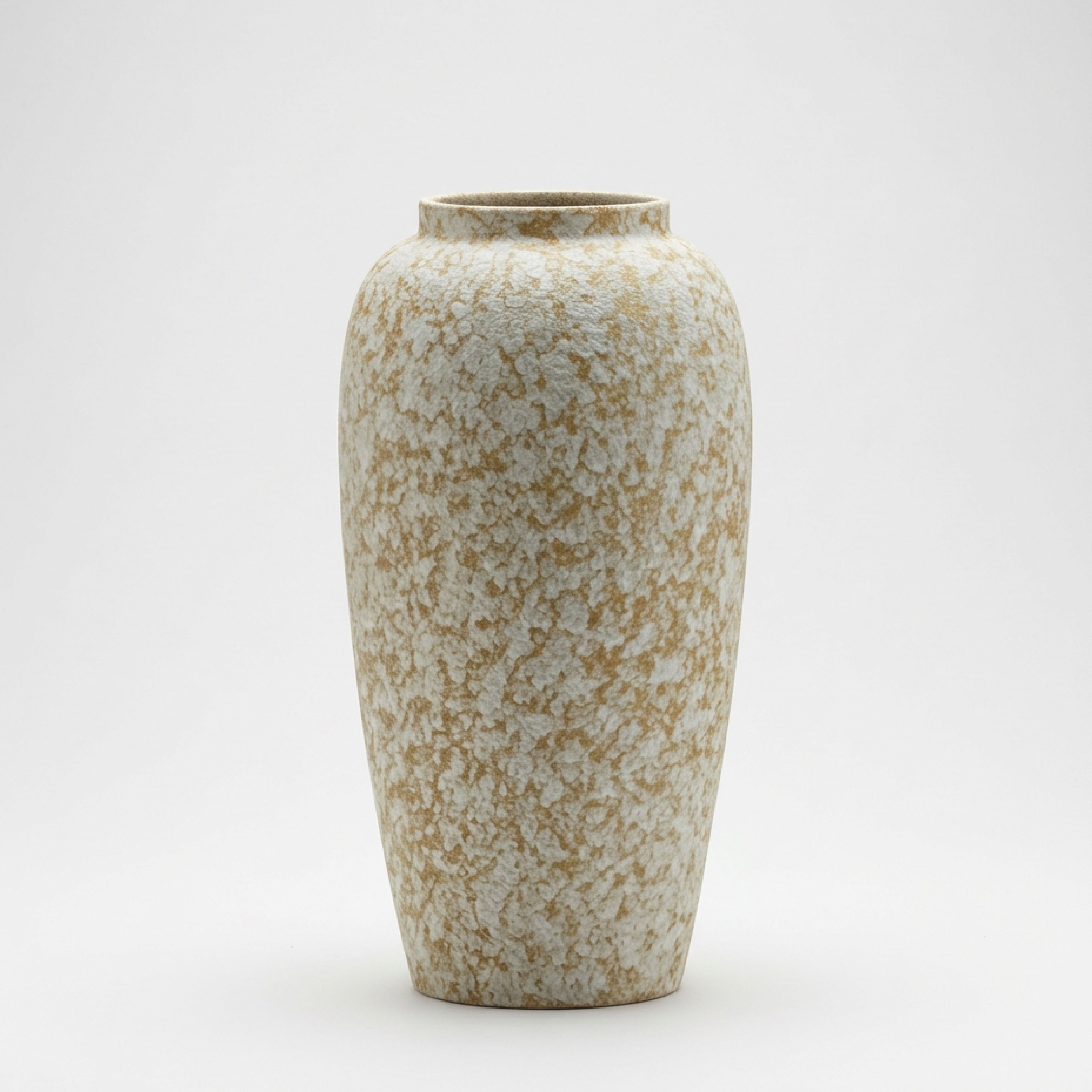 Modern Textured Mottled Ceramic Vase - Sand and White, Decorative Tabletop Accent