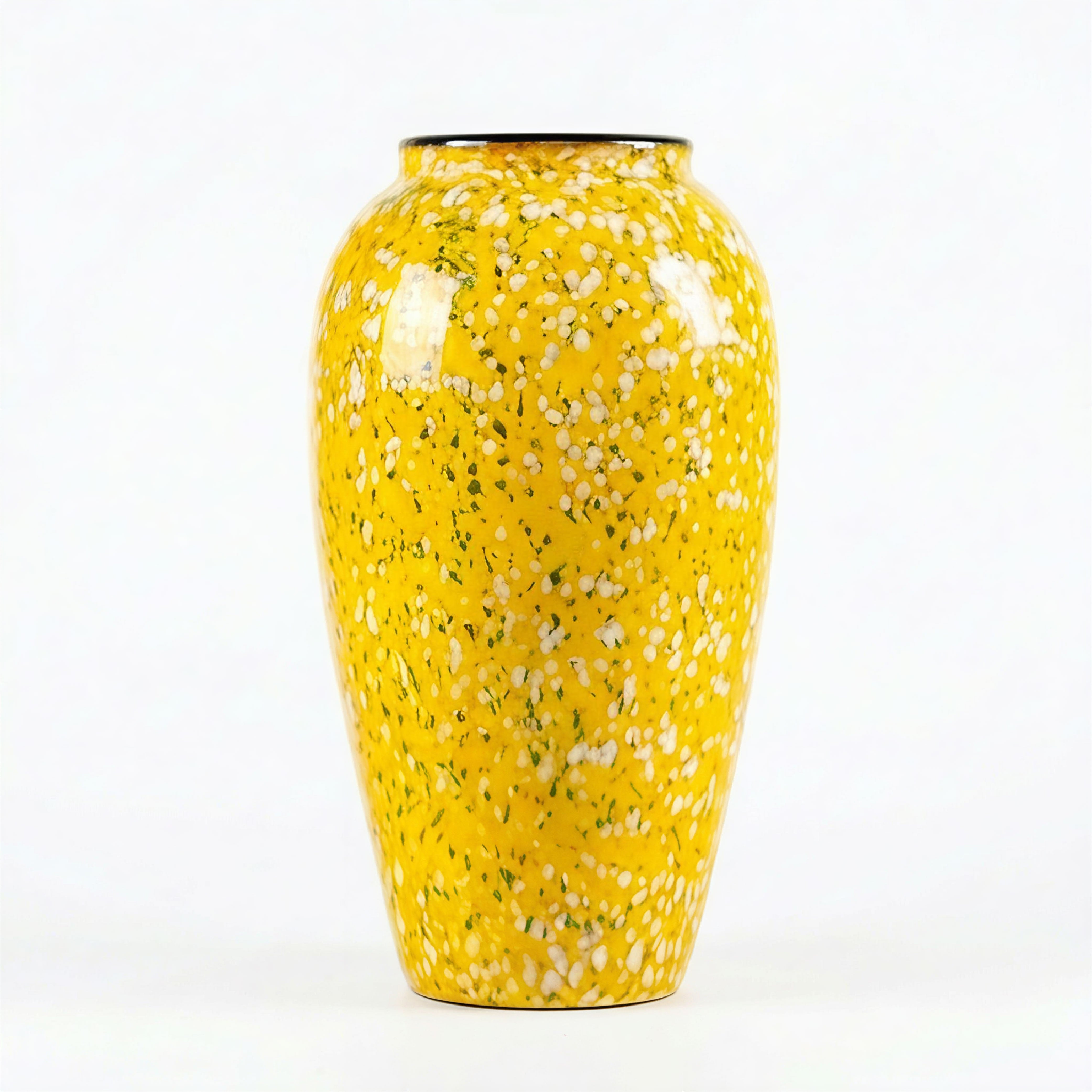 Vibrant "Lemon Confetti" Speckled Ceramic Vase – Bold Yellow Statement Pottery