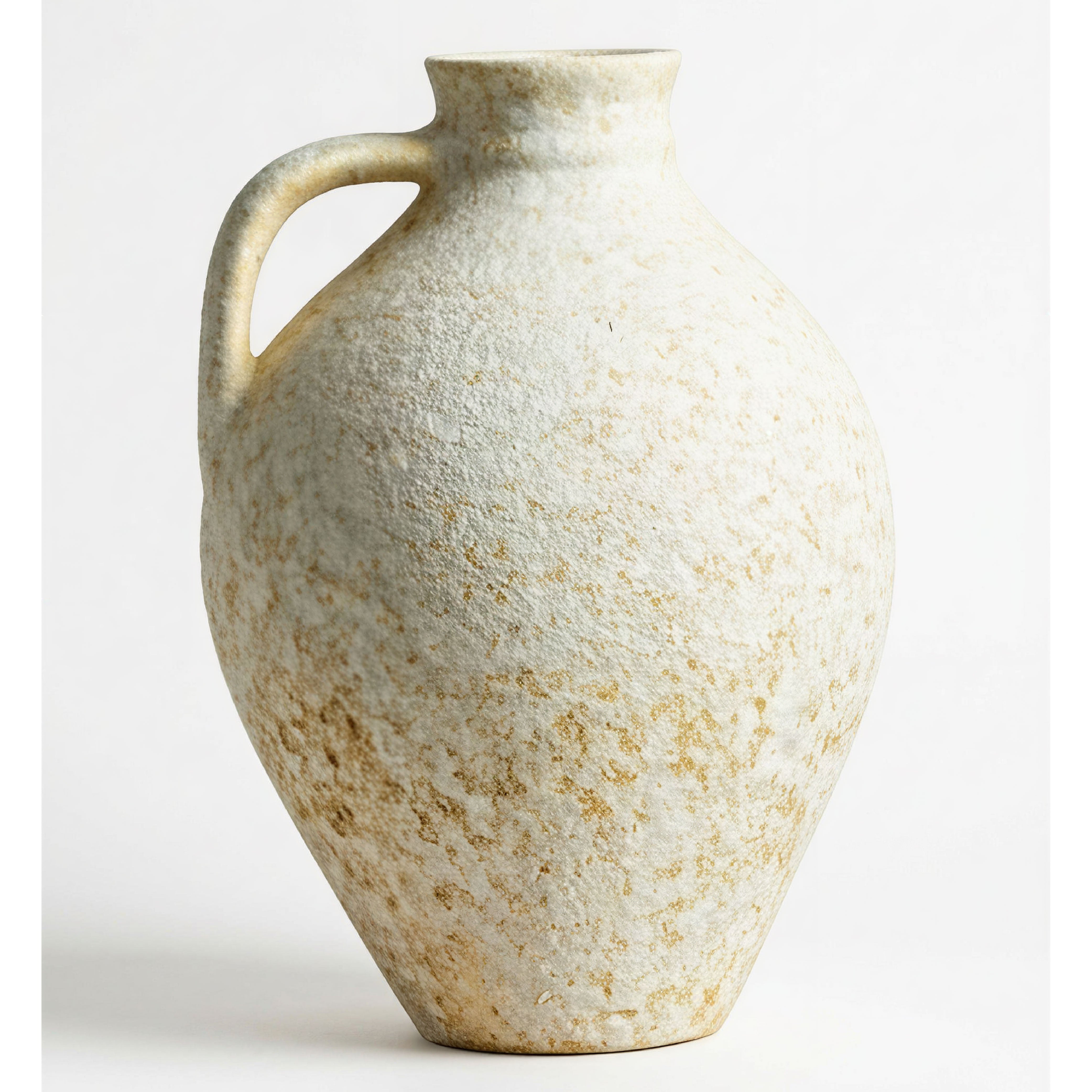 Handcrafted Wabi-Sabi Ceramic Jug Vase – Stone-Textured Single Handle Vessel in Earthy Oatmeal