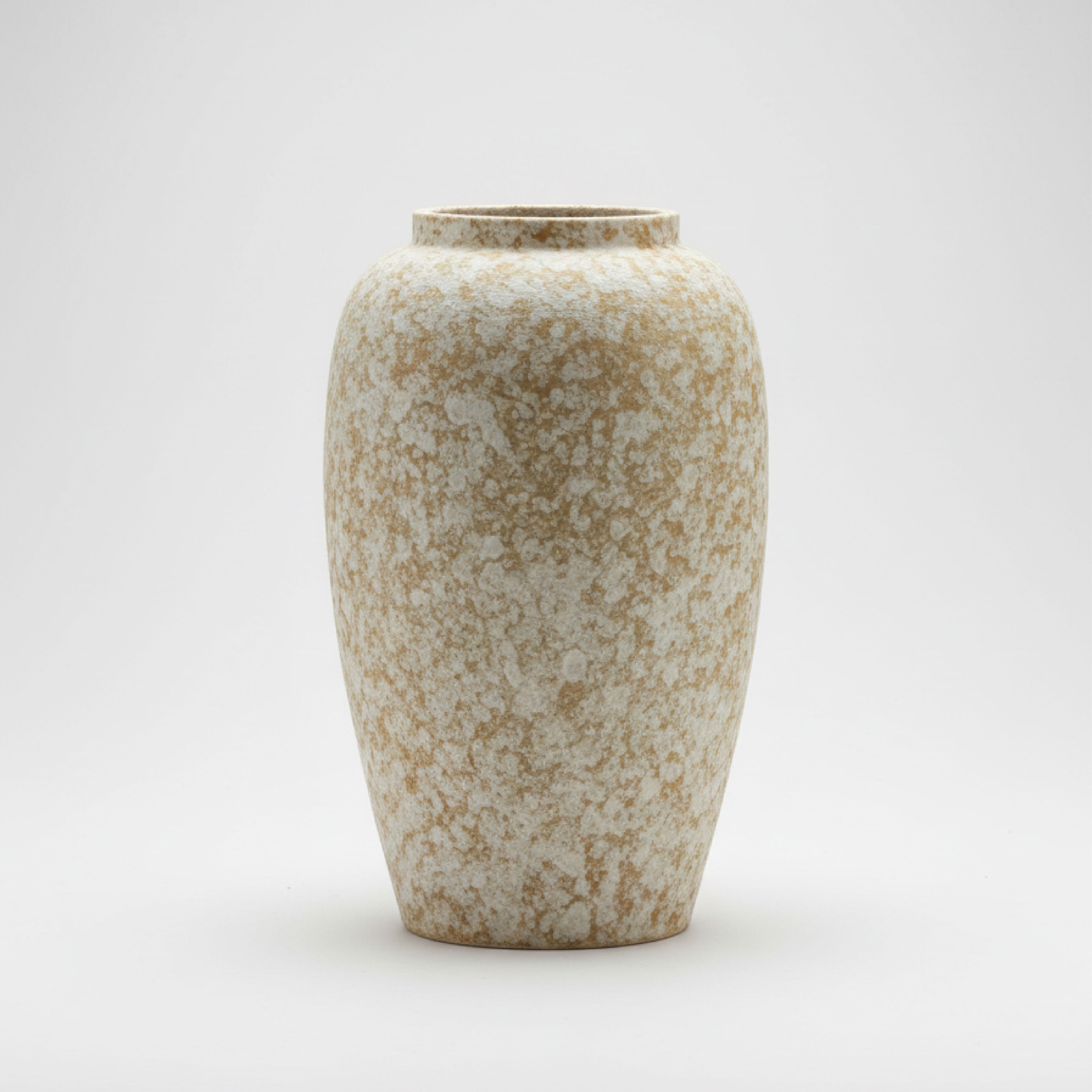 Modern Textured Mottled Ceramic Vase - Sand and White, Decorative Tabletop Accent