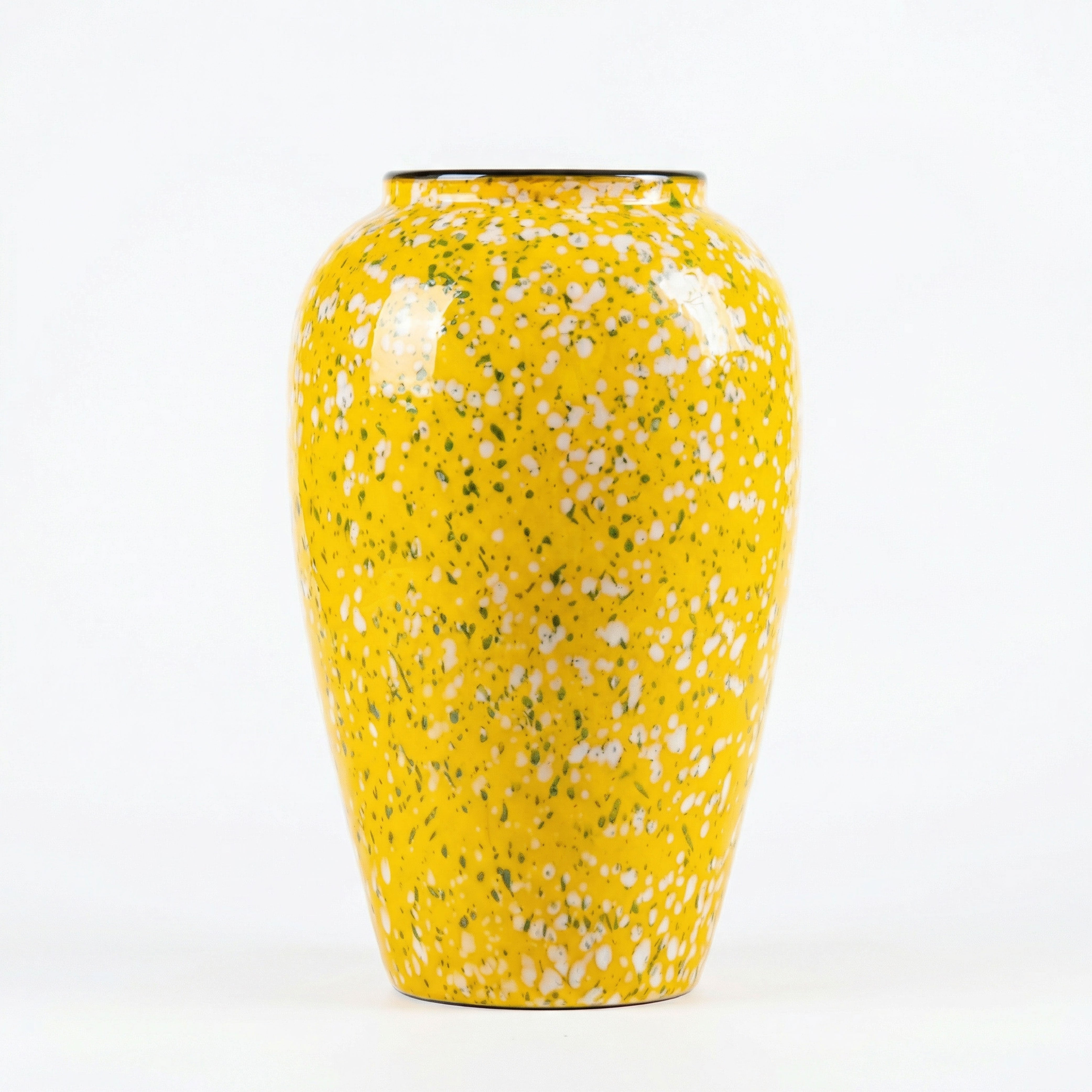 Vibrant "Lemon Confetti" Speckled Ceramic Vase – Bold Yellow Statement Pottery