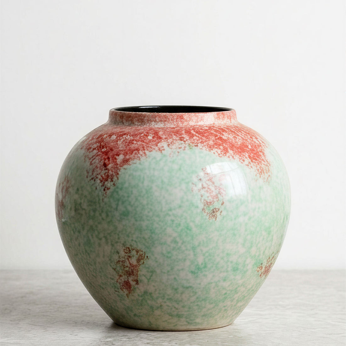 Handcrafted "Coral Reef" Textured Ceramic Vase – Frosted Mint Green & Rust Pink Pottery
