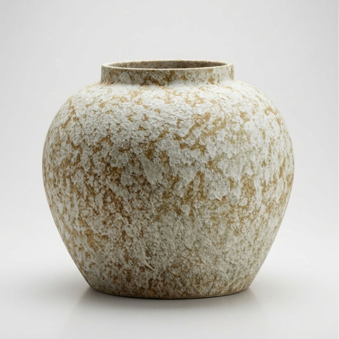 Modern Textured Mottled Ceramic Vase - Sand and White, Decorative Tabletop Accent