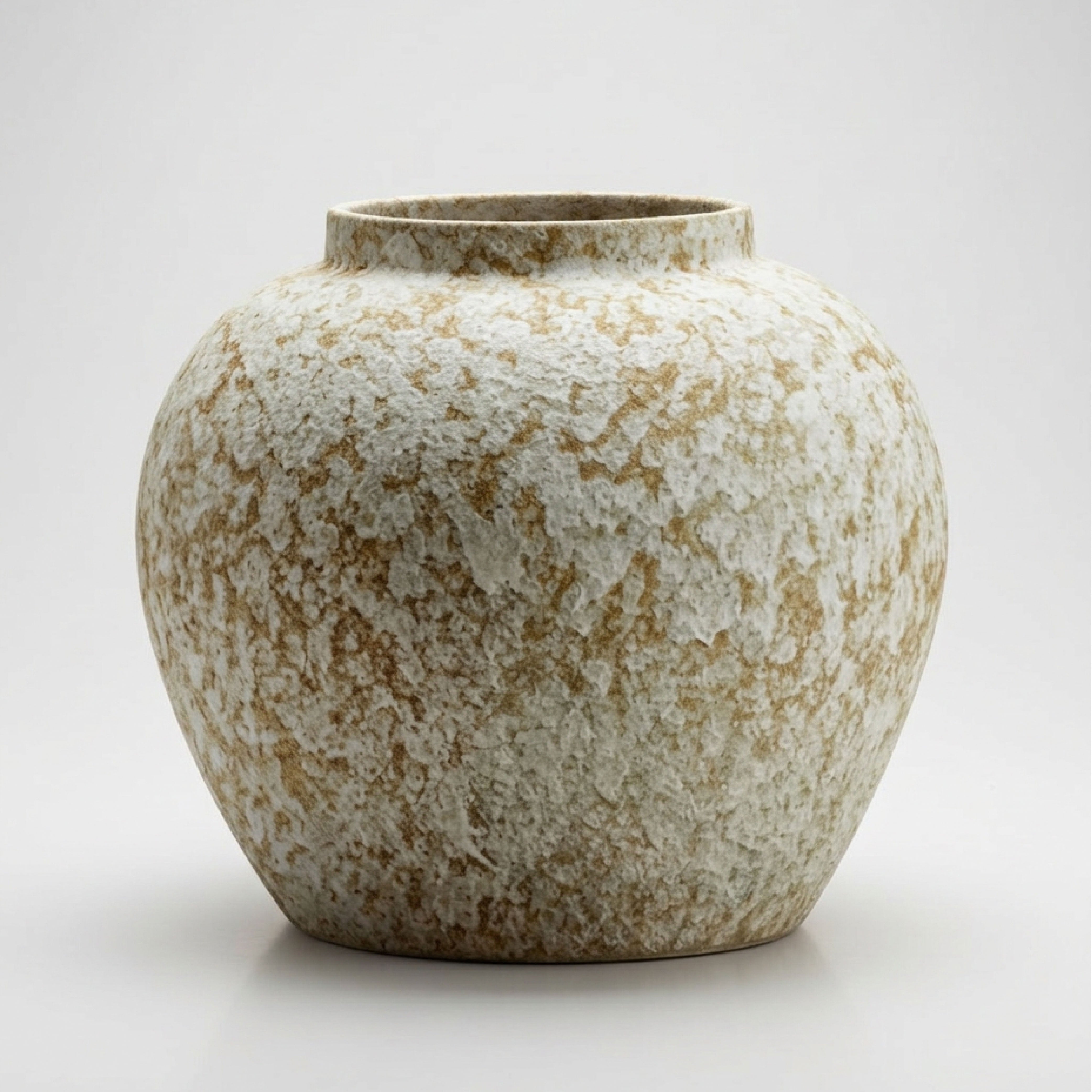 Modern Textured Mottled Ceramic Vase - Sand and White, Decorative Tabletop Accent