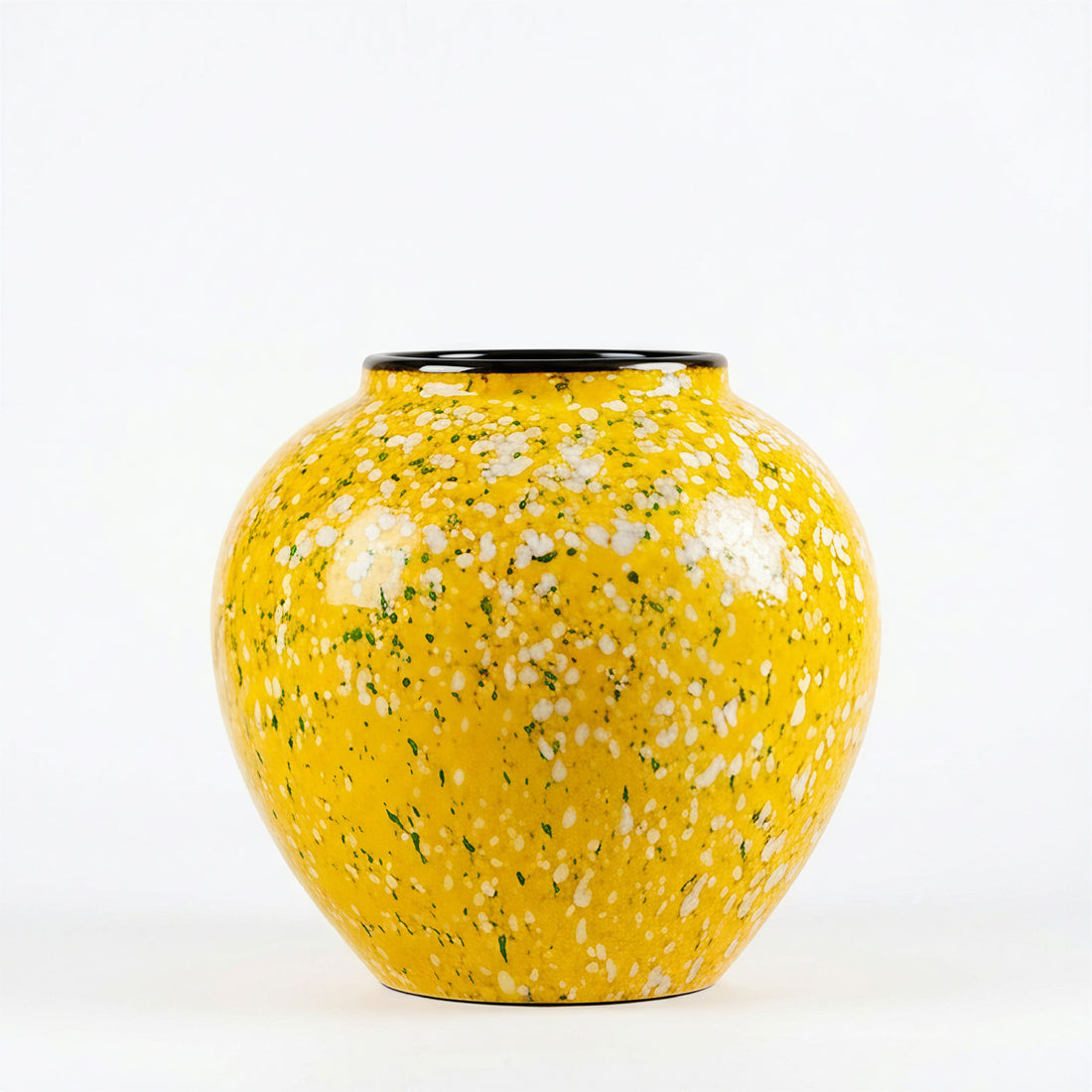 Vibrant "Lemon Confetti" Speckled Ceramic Vase – Bold Yellow Statement Pottery