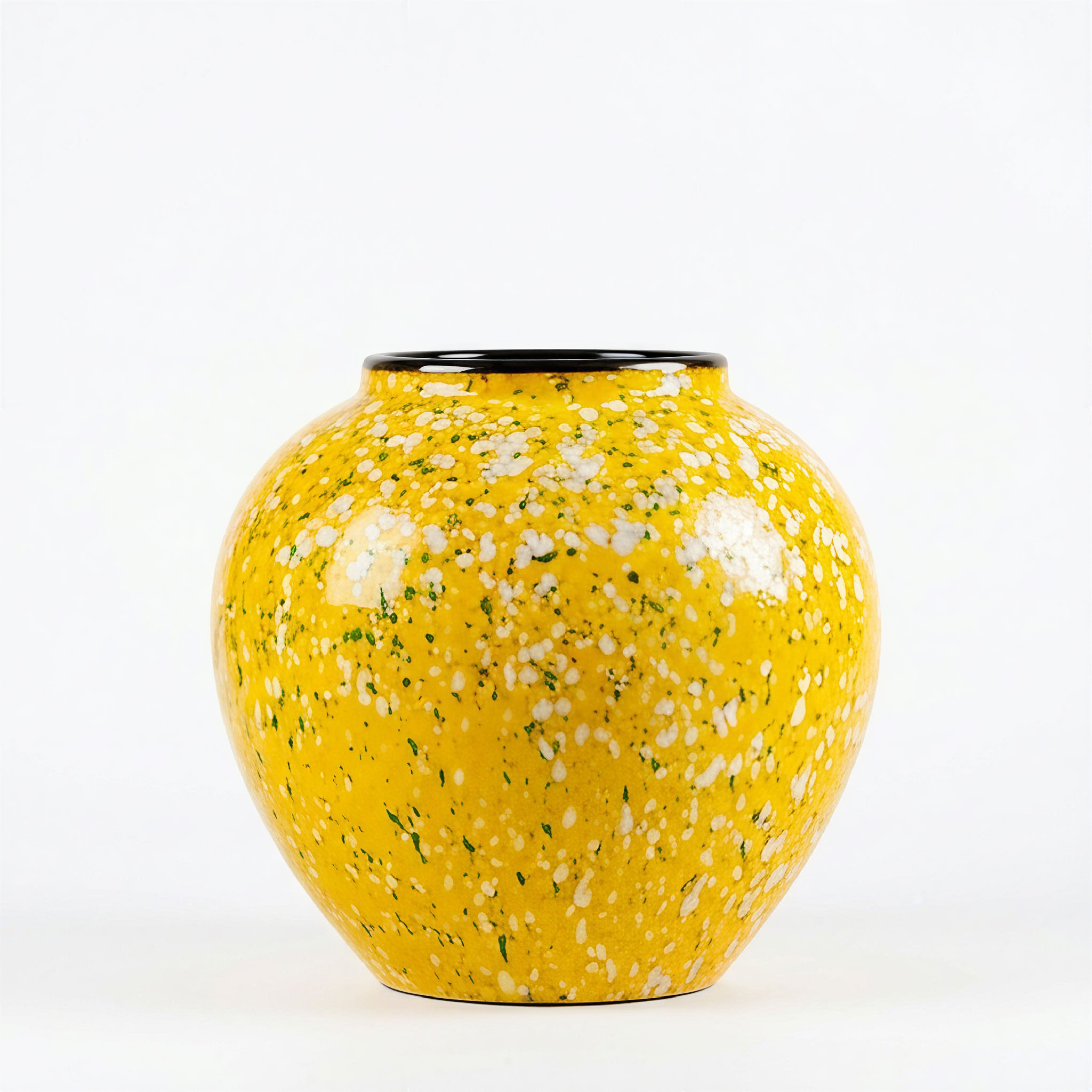 Vibrant "Lemon Confetti" Speckled Ceramic Vase – Bold Yellow Statement Pottery